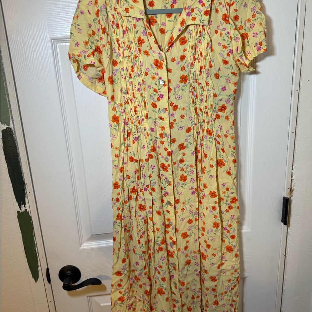 90’s Floral Yellow Dress